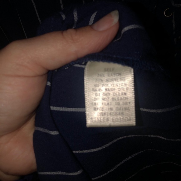 Everly Brand Navy Blue Collared Pinstriped Dress - Picture 7 of 9